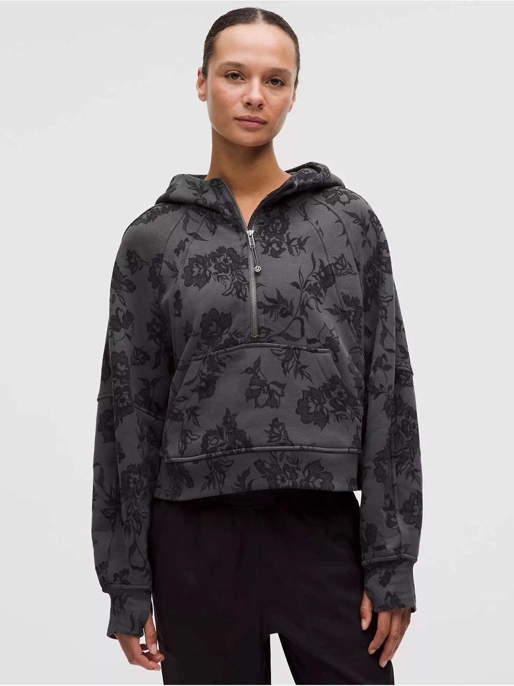 RARE! Lululemon Scuba Oversized Half-Zip Hoodie in floral filigree lace print